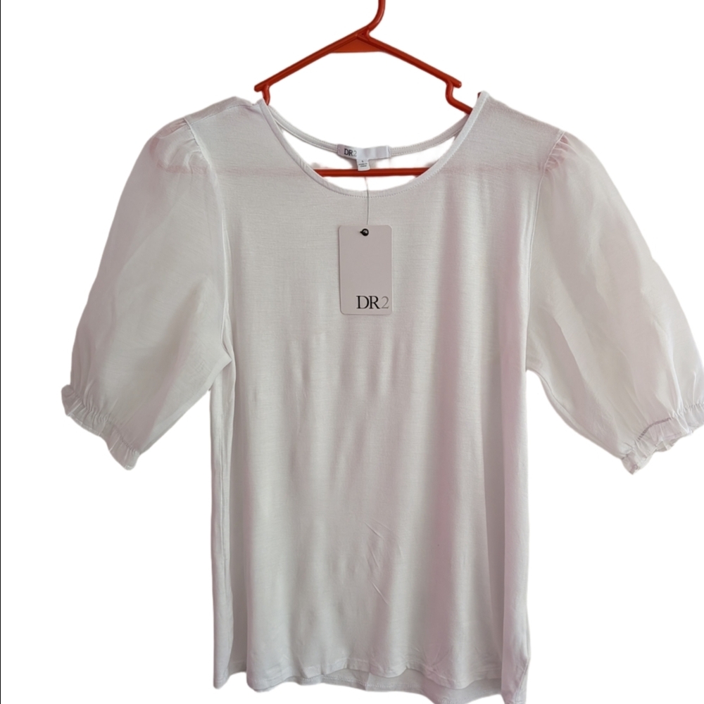 DR2 Women's White Puff Sleeve Top